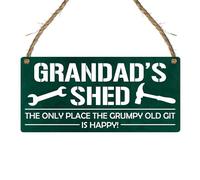 Grandad’s Shed - The Grumpy Old Git’s Happy Place’ - Humorous Wall Sign for Shed, Garden, or Man Cave, Funny Gift for Grandad, Father’s Day, Birthdays, or Retirement (Large: 29 cm (H) × 13.5 cm (W))