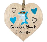Grandad Shark - Light Wooden Heart Sign Plaque, Best Grandad Gifts From Grandson Granddaughter, Presents for Grandad, Gift For Grandad, Grandad Gifts, Grandad Presents