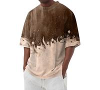 Grandad Shirts for Men, Mens Hawaiian Shirt Funky Beach Casual Short Sleeve Summer Aloha Shirts Multipack Work Tops (XL, Hellbraun)