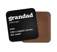 Grandad Square Coaster - Grandfather Family Dictionary Regular But Cooler Definition Funny Joke Hobby Men Women Kitchen Drink #82683
