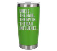 Grandad The Man The Myth The Bad Influence Engraved Thermal Travel Mug | Birthday gift for Grandad, suited to tea, coffee and hot chocolate on commutes and everyday use.