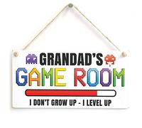 Grandad's Game Room I Don't Grow UP - I Level UP - Fun Gifts Home Accessory Sign/Plaque Cute Retirement Gift for Grandads