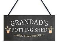 RED OCEAN Grandads Potting Shed Sign Hanging Plaque Shed Garden Sign Grandad Gift For Him
