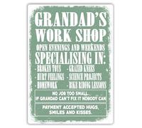 Grandad's Workshop - GREEN - Metal Wall Sign Plaque (Small - Twine)