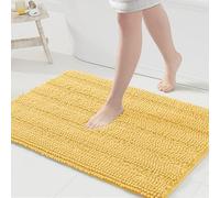 Grandaily Chenille Gestreifter Badezimmerteppich Matte, Extra Dick und Saugfähig Badteppich, Rutschfester Weicher Plüsch Shaggy Badteppich, Maschinenwäsche Trocken, 24x36, Gelb