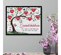Grandchildren Fill a Place in Your Heart You Never Knew Was Empty Wall Art Personalized 1-10 Kid's Name Family Tree Canvas Poster Grandkids Wall Frame Heart Family Tree Canvas Print Sign Grandma Frame