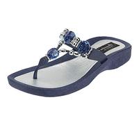 Grandco Women's 25542E Expression Beaded Waterproof Molded Sole Beach Thong Sandals Platform, Navy, 5.5 UK