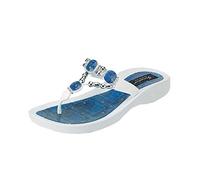 Grandco womens 25574d Denim Beaded Waterproof Sole Thong Flip-flop Sandals, White, 4.5 UK