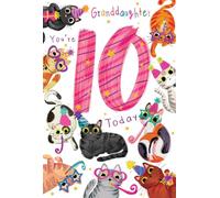 Granddaughter 10th Birthday Card Age 10 Cats 9" x 6" Lovely Verse