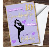 Granddaughter 10th Purple Gymnast Gymnastics Custom Personalised Birthday Card - Personalised Birthday Greeting Card for Kids, Custom Birthday Card