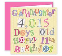 Granddaughter 11th Happy Birthday Card - 4,015 Days Old - Higgledy Piggledy Design - 11 Today