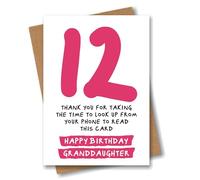 Granddaughter 12th Birthday Card - Funny Look up from Phone Joke