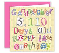 Granddaughter 14th Happy Birthday Card - 5,110 Days Old - Higgledy Piggledy Design - 14 Today