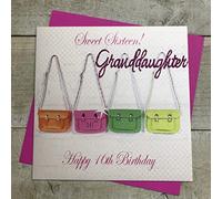 Granddaughter 16th Birthday Card,Sweet Sixteen! Neon Satchels Handfinished by White Cotton Cards (BDA16-G)