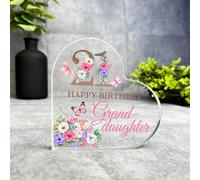 Granddaughter 21st Pink Purple Happy Birthday Present Heart Plaque Keepsake Gift - Small Gifts For Him For Her, Present, Acrylic Plaque, Unqiue Gift, Ornament, Décor, Plaque, trinket, Keepsake Gift