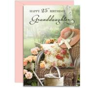Granddaughter 25th Lazy Day Birthday Card - Medium Sized Card (A5 Size -148mm x 210mm) with Pink Envelope