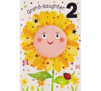 Granddaughter 2nd Birthday Card with Sunflower Design, 13 x 19 cm
