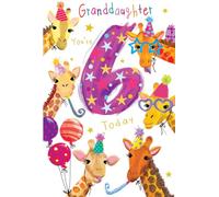 Granddaughter 6th Birthday Card Age 6 Giraffes 9" x 6" Lovely Verse