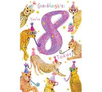 Granddaughter 8th Birthday Card Age 8 Cheetahs 9" x 6" Lovely Verse