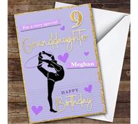 Granddaughter 9th Purple Gymnast Gymnastics Custom Personalised Birthday Card - Personalised Birthday Greeting Card for Kids, Custom Birthday Card