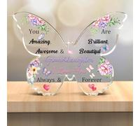 Granddaughter Acrylic Plaque Ornaments Butterfly Women Birthday Gifts Desk Sign Appreciate Christmas Home Decoration Graduation Awesome Reminder Family Day My Girl I Love You Keepsakes Flowers