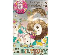 Granddaughter Age 6 SIX Birthday Card with Badge**9 X 6 INCHES**1ST Class Post**AE7**