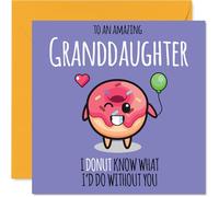 Granddaughter Birthday Card - Donut What I'd Do - Happy Birthday Card for Granddaughter from Grandad Grandma, 145mm cute donut Bday Greeting Cards