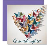 Granddaughter Birthday Card, Elegant Butterfly Heart