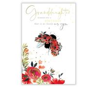 Granddaughter Birthday Card - Floral Ladybird Design - Special Finishes and Embellishments - Made in the UK - Eco-Friendly