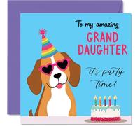 Granddaughter Birthday Card for Women - Doggy Party - Happy Birthday Card for Girls, 145mm Female Greeting Cards