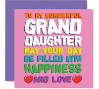 Granddaughter Birthday Card - Happiness And Love - Happy Birthday Card for Granddaughter from Grandad Grandma, 145mm Happiness And Love Bday Greeting Cards
