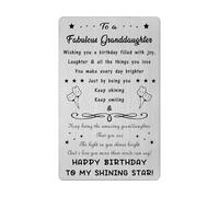 Granddaughter Birthday Card, Happy Birthday Granddaughter, Granddaughter Birthday Gifts Adult, Engraved Metal Card for Granddaughter Birthday