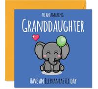 Granddaughter Birthday Card - Have An Elephantastic Day - Happy Birthday Card for Granddaughter from Grandad Grandma, 145mm cute elephant Bday Greeting Cards