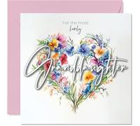 Granddaughter Birthday Card - Heart of Flowers - Happy Birthday Card for Granddaughter from Grandad Grandma, 145mm Floral Bouquet Greeting Cards