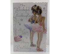 Granddaughter Birthday Card - (JJ-V501) - Ballet - Velvet Range - Embossed, Foil and Flitter Finish