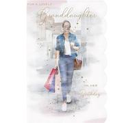 Granddaughter Birthday Card - Lovely Granddaughter - Special Finishes - Artistic Feminine Design - Illustrated Insert Leaf - Made in the UK - Eco-Friendly