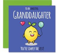 Granddaughter Birthday Card - Simply The Zest - Happy Birthday Card for Granddaughter from Grandad Grandma, 145mm cute lemon Bday Greeting Cards