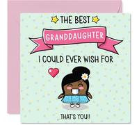 Granddaughter Birthday Card - The Best I Could Ever Wish For - Happy Birthday Card for Granddaughter from Grandad Grandma, 145mm Cute Bday Greeting Cards