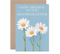 Granddaughter Birthday Card - Wild Daisies - Happy Birthday Card for Granddaughter from Grandad Grandma, A5 Floral Flowers Bday Greeting Cards