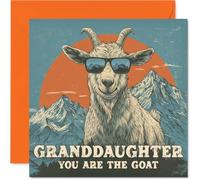Granddaughter Birthday Card - You Are The Goat - Happy Birthday Card for Granddaughter from Grandad Grandma, 145mm Funny Animal Bday Greeting Cards