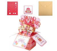 Granddaughter Birthday Cards, Pop Up Card with Envelope & Blank Greeting Card, 3D Colorful Fireworks & Balloons, Creative Gift for Girls & Loved Ones from Grandparents - With Age Numbers
