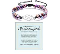 Granddaughter Bracelet, To My Granddaughter Infinity Forever Love Heart Bracelet Natural Emperor Stone Double Layer Purple Beaded Woven Wrap Bracelets Adjustable Mind Peace Gift Jewelry, Adjustable