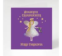 Granddaughter Card, Wonderful Granddaughter Christmas Card, Merry Christmas Card with a Angel illustration 6 x 6 (14 x 14cm) Christmas Angel Amethyst