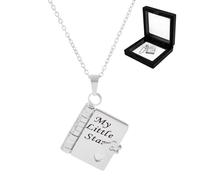 Granddaughter Chapter Book Necklace,For Granddaughter,The Most Beautiful Chapter Book Necklace with 6 Pages of Engraved Information,Little Star Book Necklaces from Grandma (For Daughter-C)