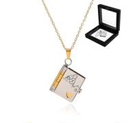 Granddaughter Chapter Book Necklace,For Granddaughter,The Most Beautiful Chapter Book Necklace with 6 Pages of Engraved Information,Little Star Book Necklaces from Grandma (Gold+Silver)
