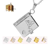 Granddaughter Chapter Book Necklace,For Granddaughter - The Most Beautiful Chapter Books Necklaces,6 Pages of Engraved Information,My Little Star Book Necklace (for granddaughter-C)