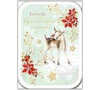 Granddaughter Christmas Card - Artistic Deer and Robin Design - Special Finishes and Embellishment - Made in the UK - Eco-Friendly