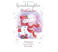Granddaughter Christmas Card Cute Snowman Gifts 9" x 6" Lovely Verse