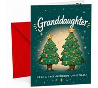 Granddaughter Christmas Card Cute Trees Have a Tree-mendous