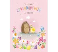 Granddaughter Easter Card Hedgehog - Cute Traditional Easter Greeting Card